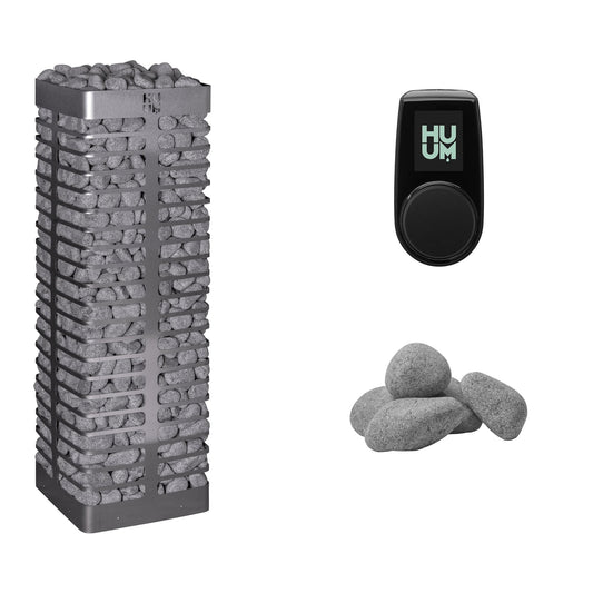 HUUM STEEL 9 Sauna Heater Package | UKU Control and Stones sauna heater package with the black UKU control panel and sauna stones