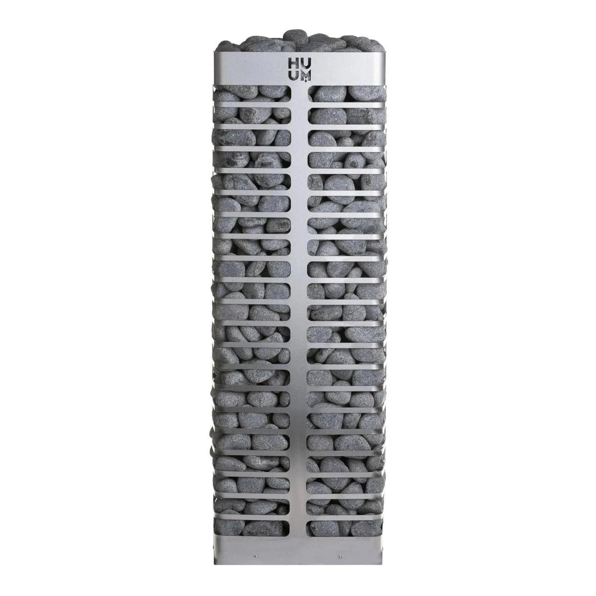 HUUM STEEL seen from the front, filled with stones
