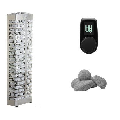HUUM STEEL Mini 4 Sauna Heater Package | UKU Control and Stones sauna heater package with the black UKU control panel and sauna stones
