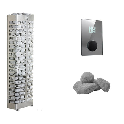 HUUM STEEL Mini 4 Sauna Heater Package | UKU Control and Stones sauna heater package with the mirror UKU control panel and sauna stones