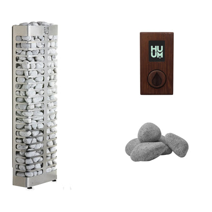 HUUM STEEL Mini 4 Sauna Heater Package | UKU Control and Stones sauna heater package with the thermo ash wood UKU control panel and sauna stones