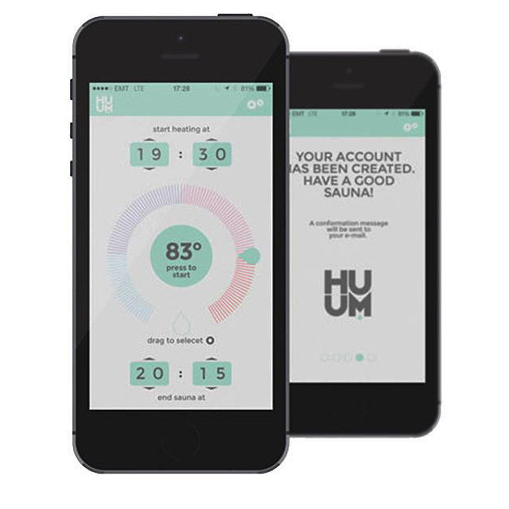 The HUUM app on a phone, used with the UKU Wi-Fi control