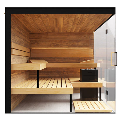 ThermaSol Lumaria indoor sauna cabin, side elevation