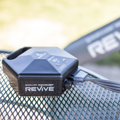 Mueller REVIVE M2 Console with compression sleeve in use
