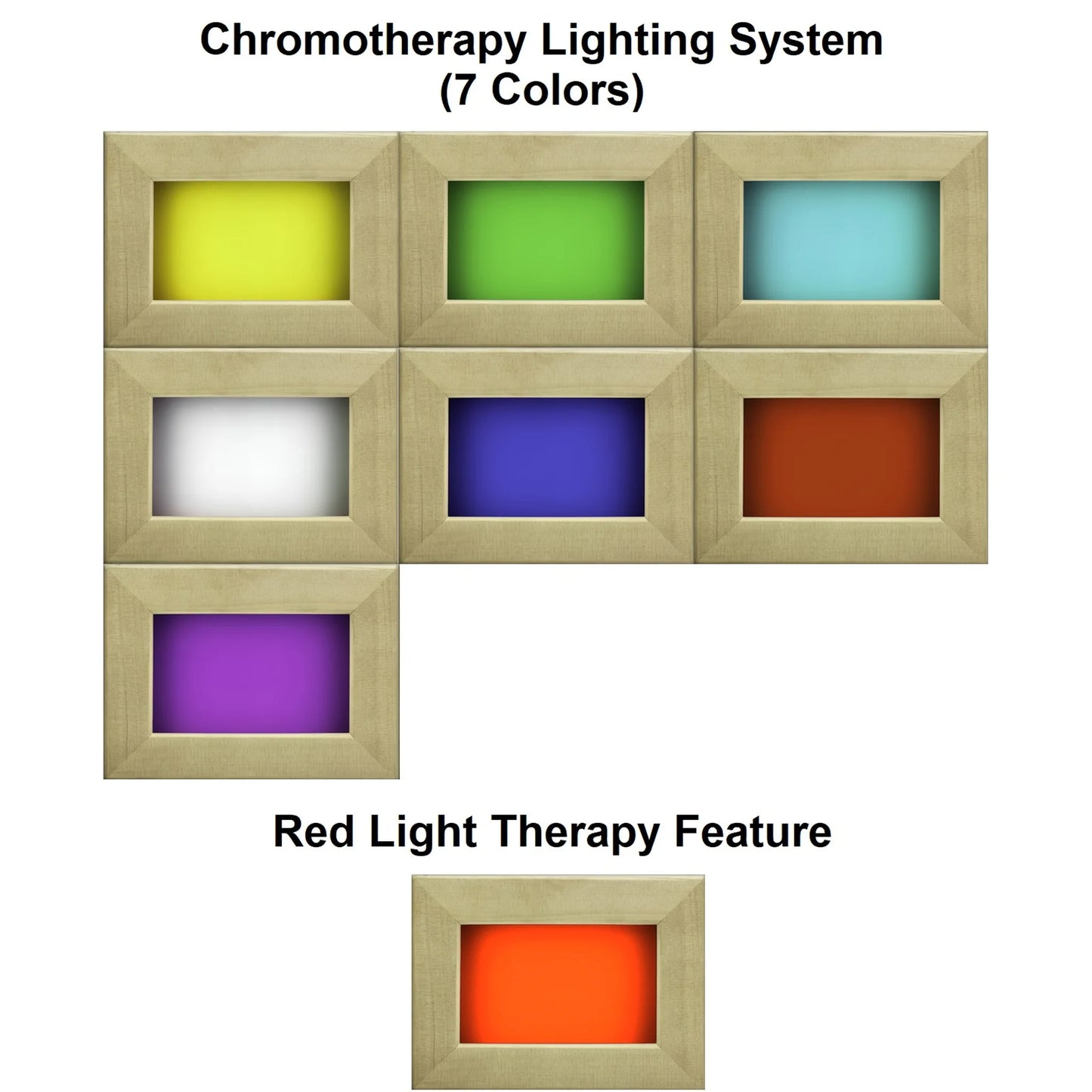Chromotherapy color light therapy of the Maxxus 2-Person Full Spectrum Near Zero EMF FAR Infrared Sauna (MX-M206-01-FS CED) – full spectrum infrared sauna
