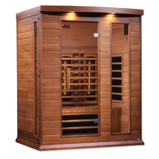 Front view 2 of the Maxxus 3-Person Full Spectrum Near Zero EMF FAR Infrared Sauna (MX-M306-01-FS CED) – full spectrum infrared sauna