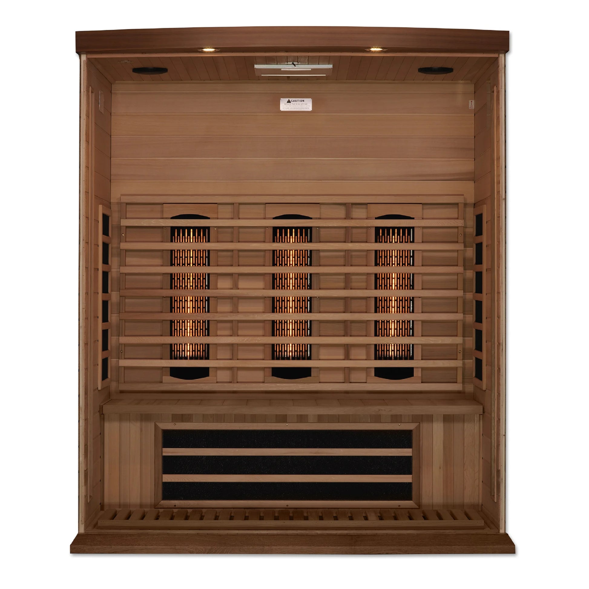 Front view of the Maxxus 3-Person Full Spectrum Near Zero EMF FAR Infrared Sauna (MX-M306-01-FS CED) – full spectrum infrared sauna