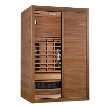 Front view 3 of the Maxxus S-Line Yoga 2-Person Full Spectrum Near Zero EMF FAR Infrared Sauna (MX-S206-01-FS-PC) – full spectrum infrared sauna
