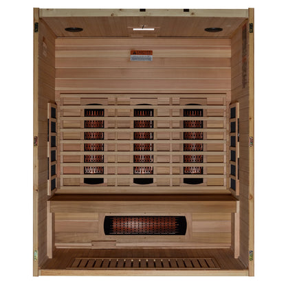 Front view 7 of the Maxxus S-Line Yoga 3-Person Full Spectrum Near Zero EMF FAR Infrared Sauna (MX-S306-01-FS-PC) – full spectrum infrared sauna