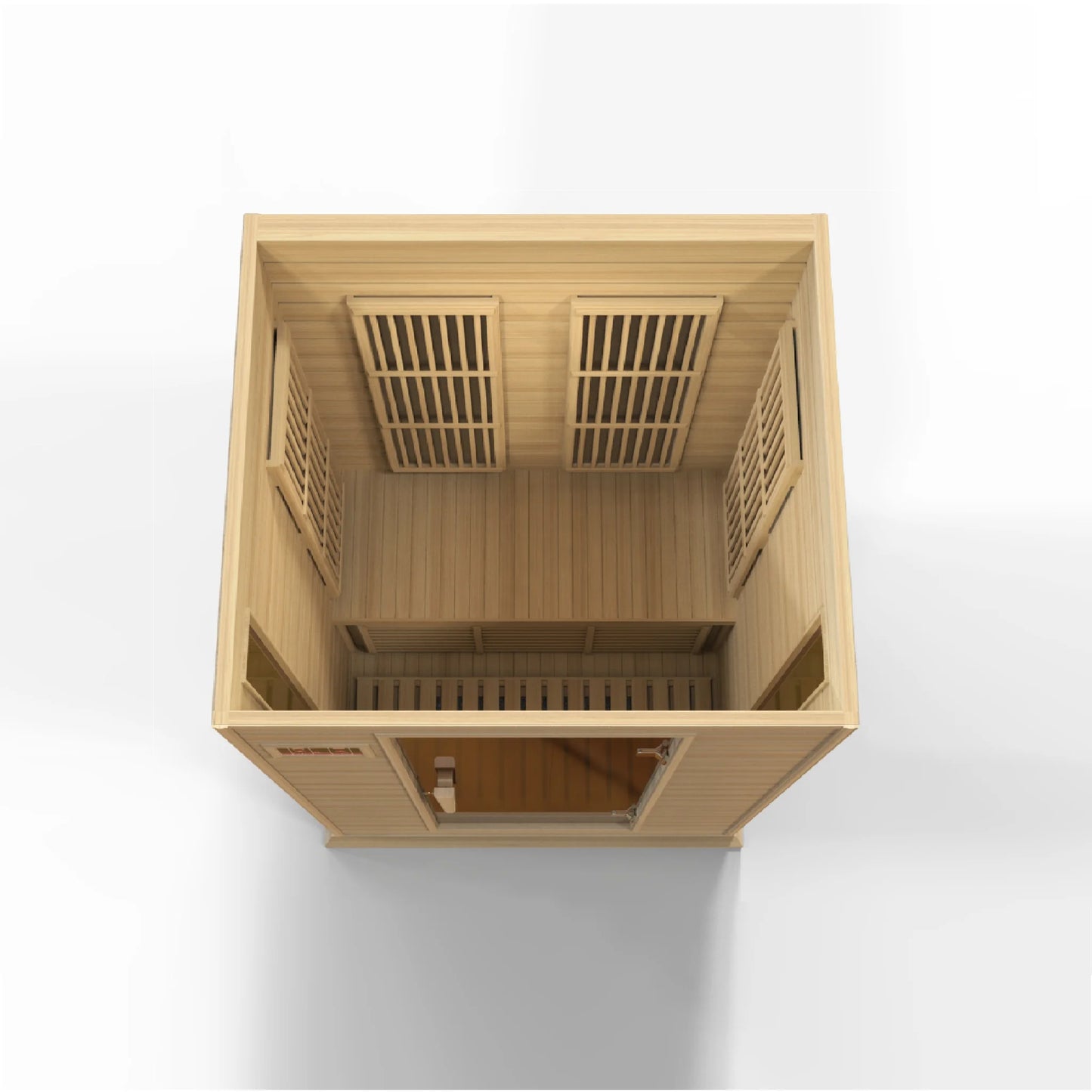 Angle view of the Maxxus 2-Person Low EMF FAR Infrared Sauna (MX-K206-01) | Canadian Hemlock — infrared sauna