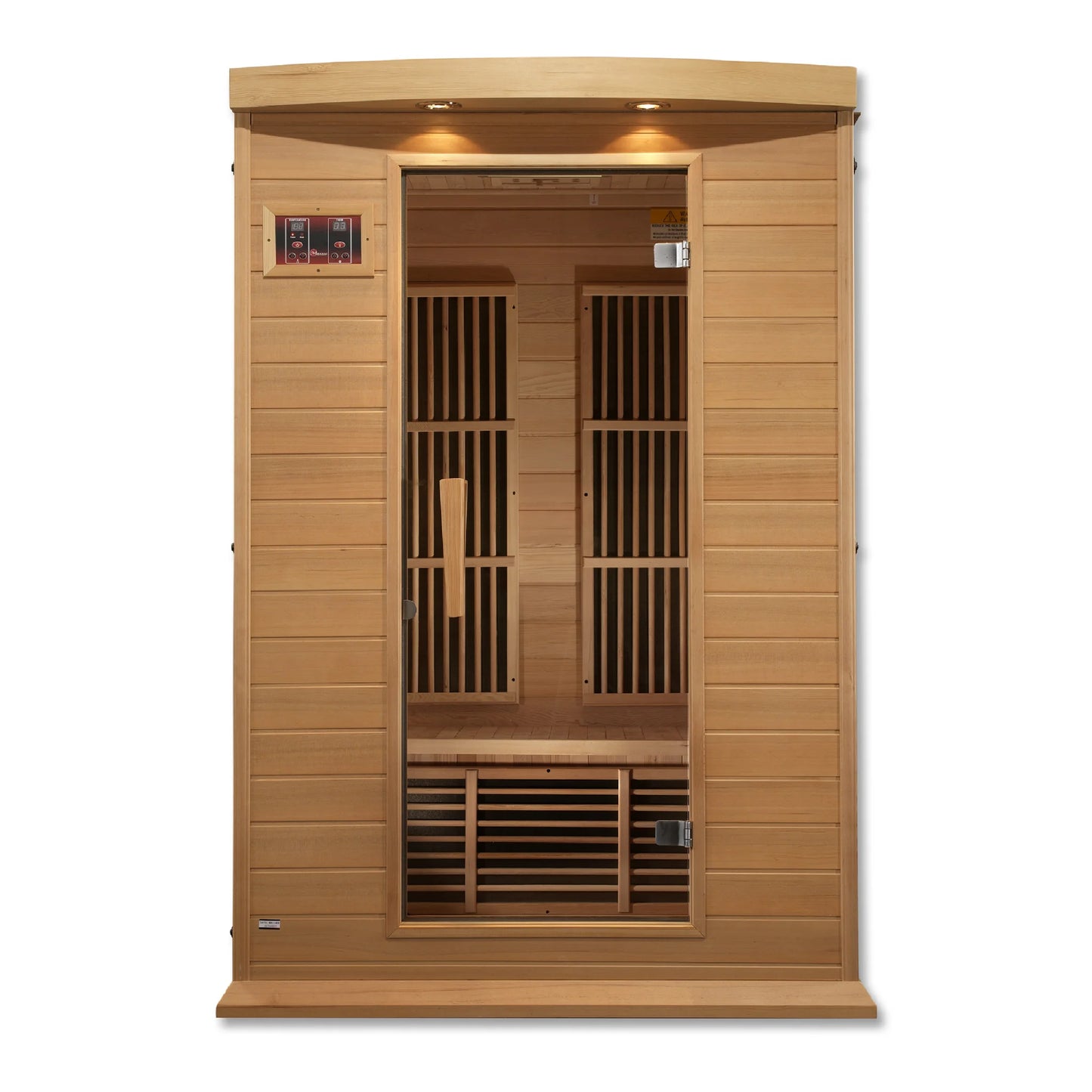 Interior view of the Maxxus 2-Person Low EMF FAR Infrared Sauna (MX-K206-01) | Canadian Hemlock — infrared sauna