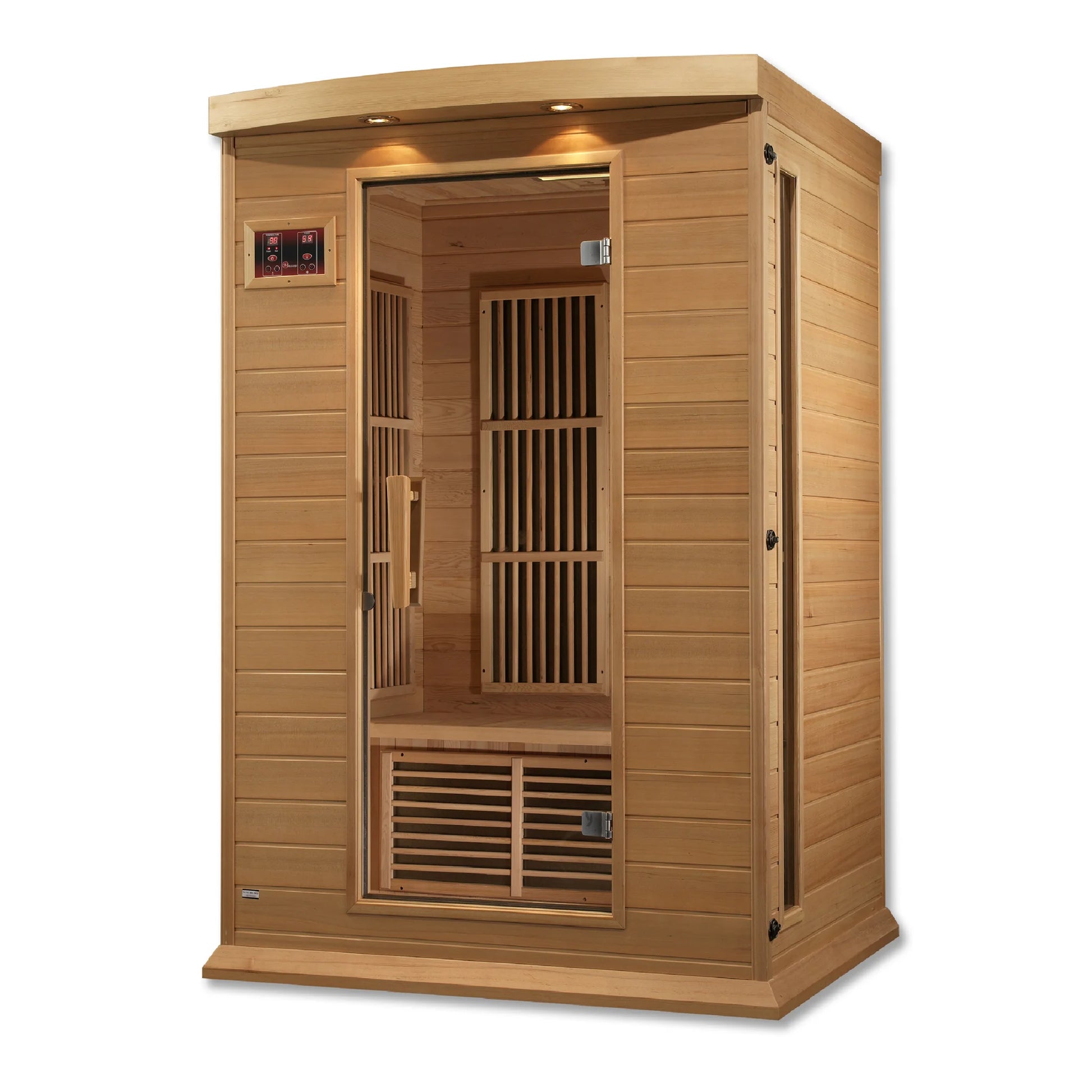 Rear view of the Maxxus 2-Person Low EMF FAR Infrared Sauna (MX-K206-01) | Canadian Hemlock — infrared sauna