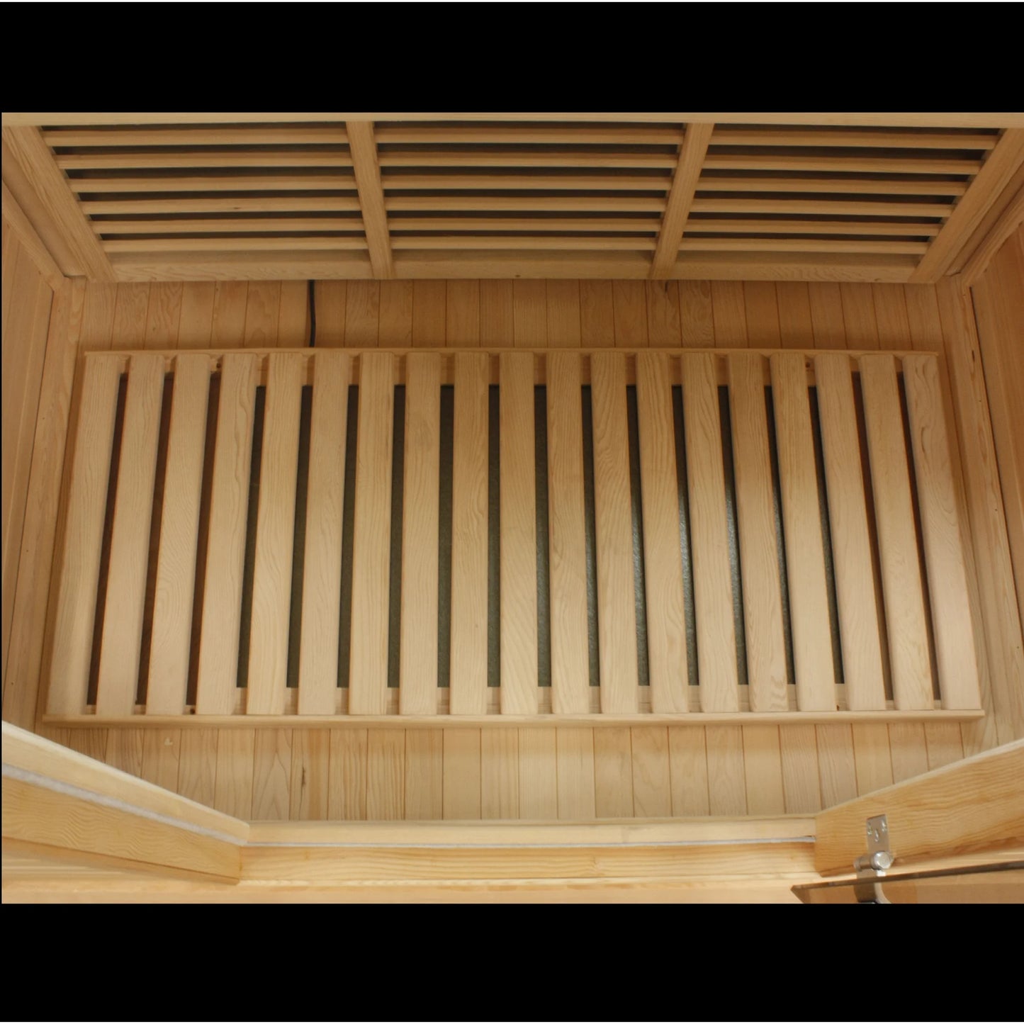 Carbon heater panel close-up of the Maxxus 2-Person Low EMF FAR Infrared Sauna (MX-K206-01) | Canadian Hemlock — infrared sauna