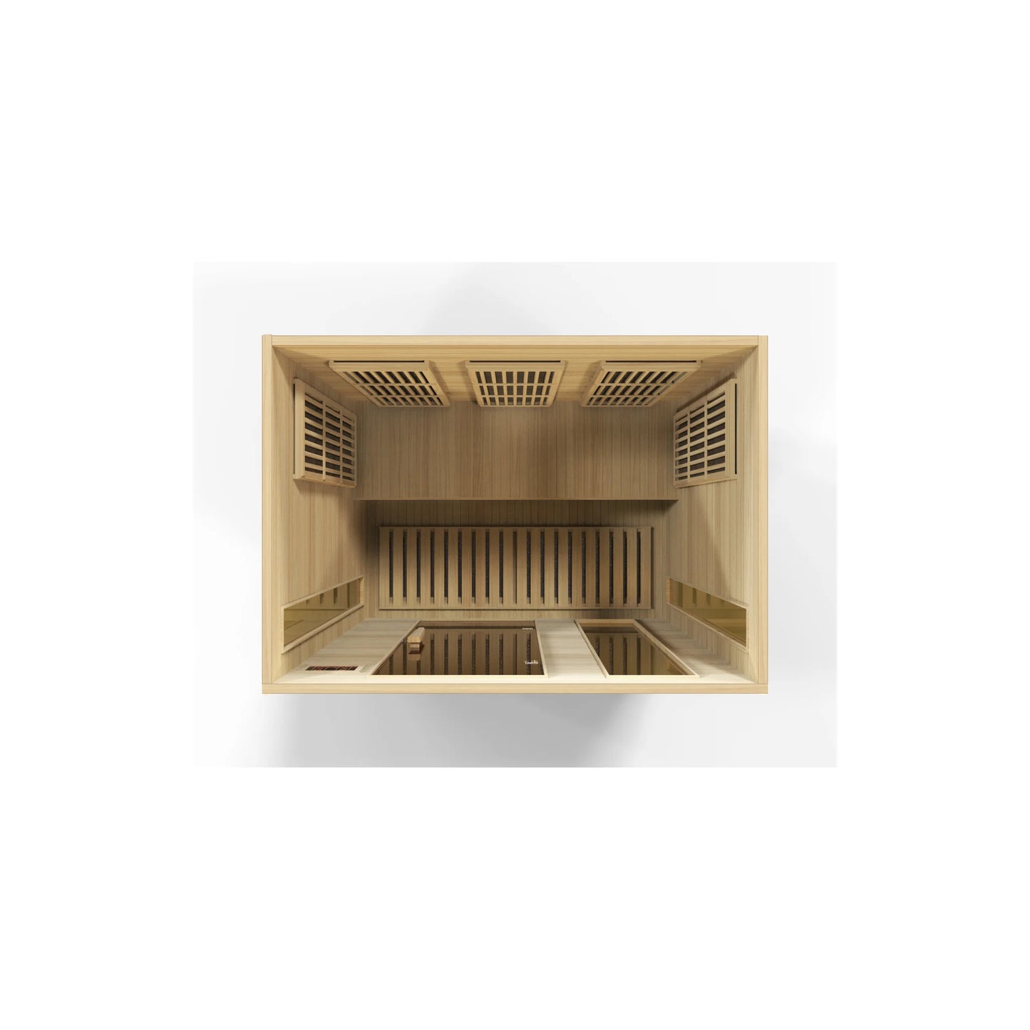 Angle view of the Maxxus 3-Person Low EMF FAR Infrared Sauna (MX-K306-01) | Canadian Hemlock — infrared sauna