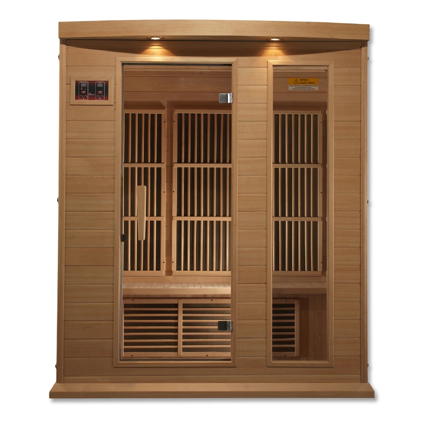Rear view of the Maxxus 3-Person Low EMF FAR Infrared Sauna (MX-K306-01) | Canadian Hemlock — infrared sauna