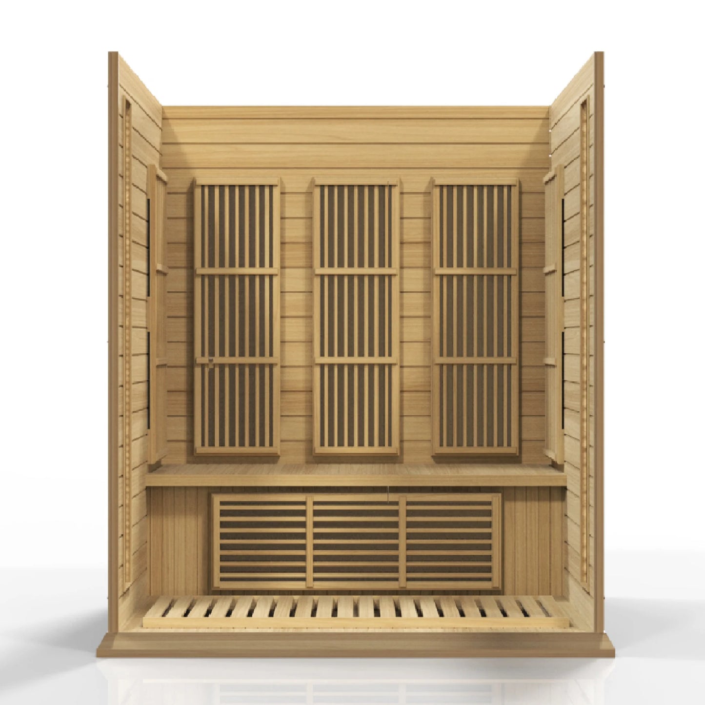 View of the Maxxus 3-Person Low EMF FAR Infrared Sauna (MX-K306-01) | Canadian Hemlock — infrared sauna