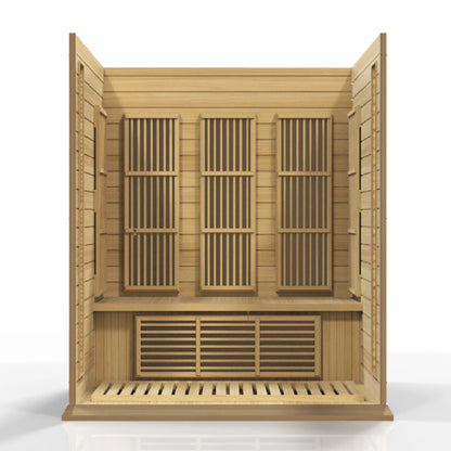View of the Maxxus 3-Person Low EMF FAR Infrared Sauna (MX-K306-01) | Canadian Hemlock — infrared sauna