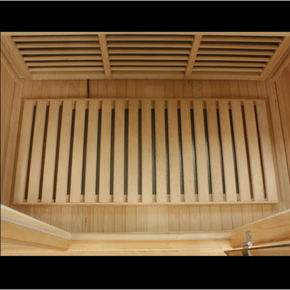 Carbon heater panel close-up of the Maxxus 3-Person Low EMF FAR Infrared Sauna (MX-K306-01) | Canadian Hemlock — infrared sauna