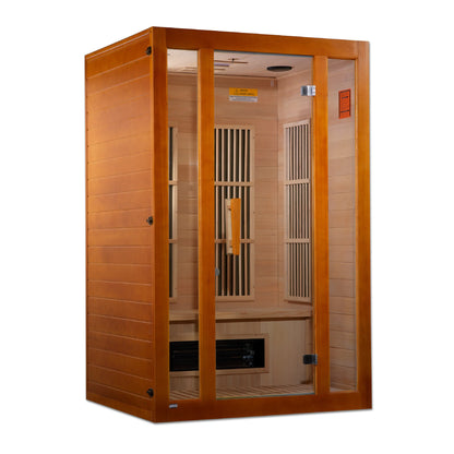 Interior view of the Maxxus Aspen 2-Person Low EMF FAR Infrared Sauna (MX-J206-02S) | Canadian Hemlock — infrared sauna
