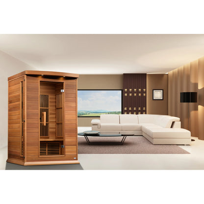 Front view on white background 2 of the Maxxus 2-Person Low EMF FAR Infrared Sauna (MX-K206-01 CED) – low EMF infrared sauna