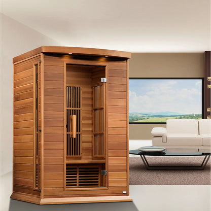 Front view on white background of the Maxxus 2-Person Low EMF FAR Infrared Sauna (MX-K206-01 CED) – low EMF infrared sauna