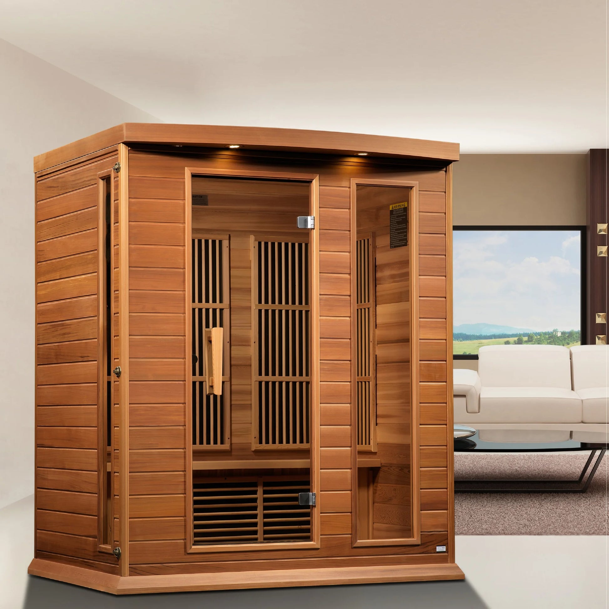 Front view on white background 2 of the Maxxus 3-Person Low EMF FAR Infrared Sauna (MX-K306-01 CED) – low EMF infrared sauna