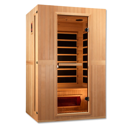 Front view 2 of the Maxxus 2-Person Low EMF FAR Infrared Sauna (MX-LS2-01) – low EMF infrared sauna