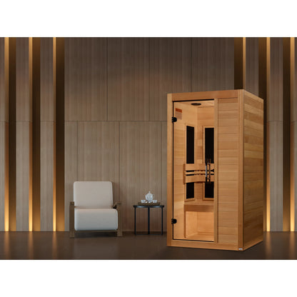 Front view on white background 3 of the Maxxus S-Line Yoga 1-Person Low EMF FAR Infrared Sauna (MX-S106-01) – low EMF infrared sauna