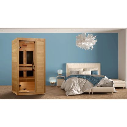Front view on white background 4 of the Maxxus S-Line Yoga 1-Person Low EMF FAR Infrared Sauna (MX-S106-01) – low EMF infrared sauna