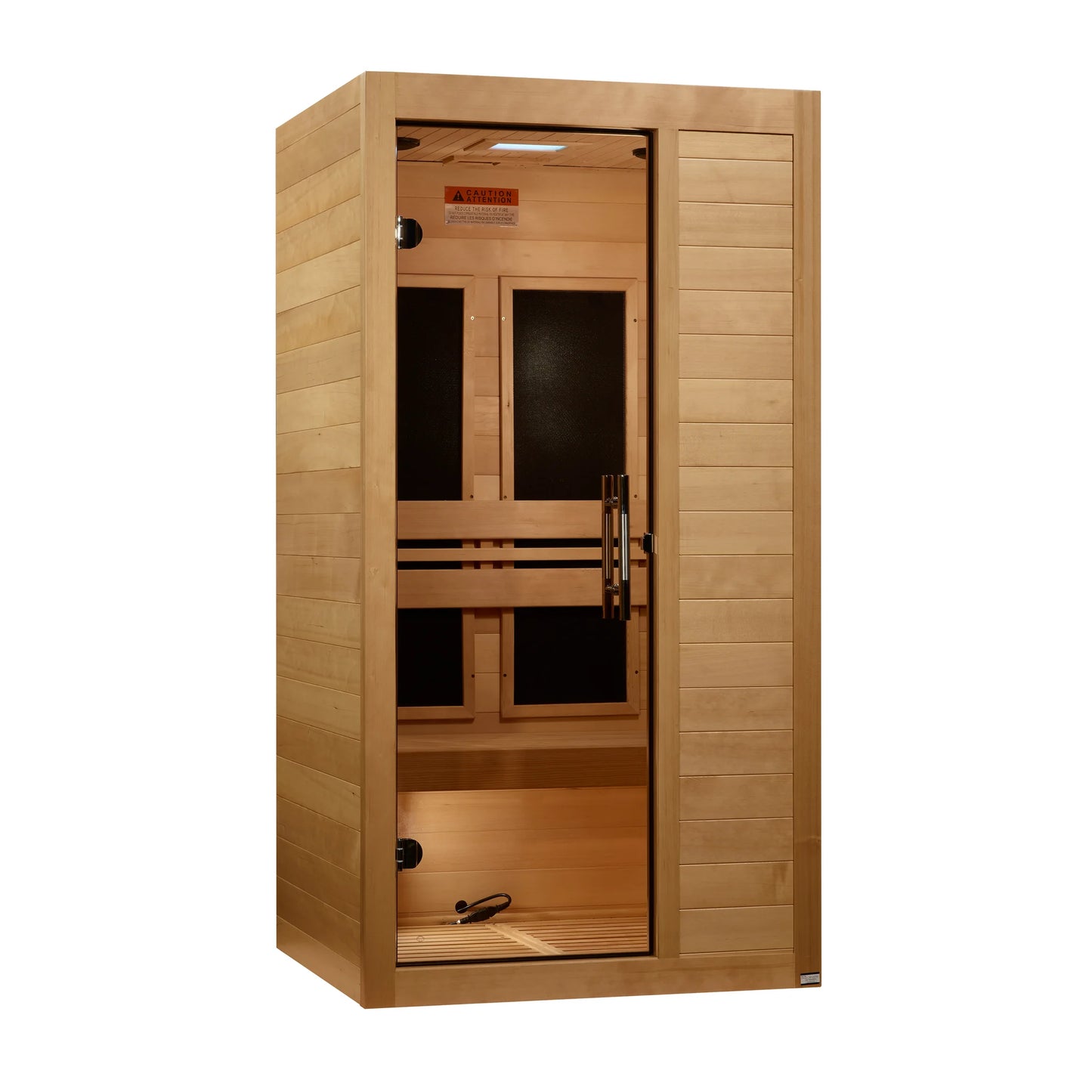 Front view of the Maxxus S-Line Yoga 1-Person Low EMF FAR Infrared Sauna (MX-S106-01) – low EMF infrared sauna
