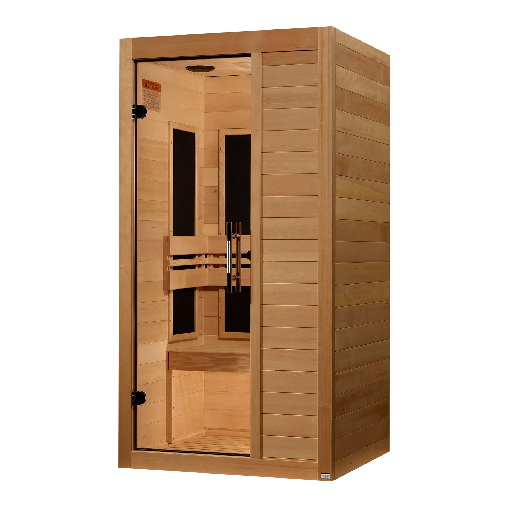 Front view of the Maxxus S-Line Yoga 1-Person Low EMF FAR Infrared Sauna (MX-S106-01) – low EMF infrared sauna