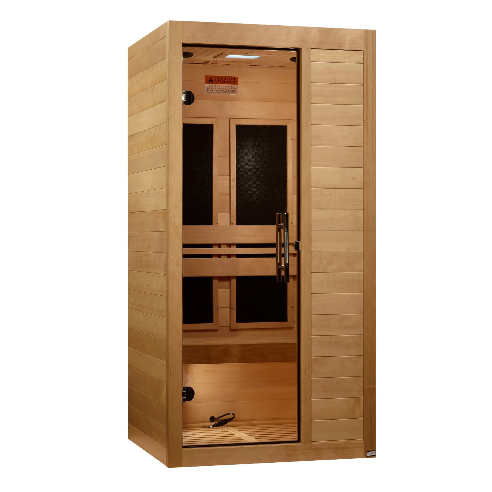 Front view of the Maxxus S-Line Yoga 1-Person Ultra Low EMF FAR Infrared Sauna (MX-S106-01) – ultra low EMF infrared sauna