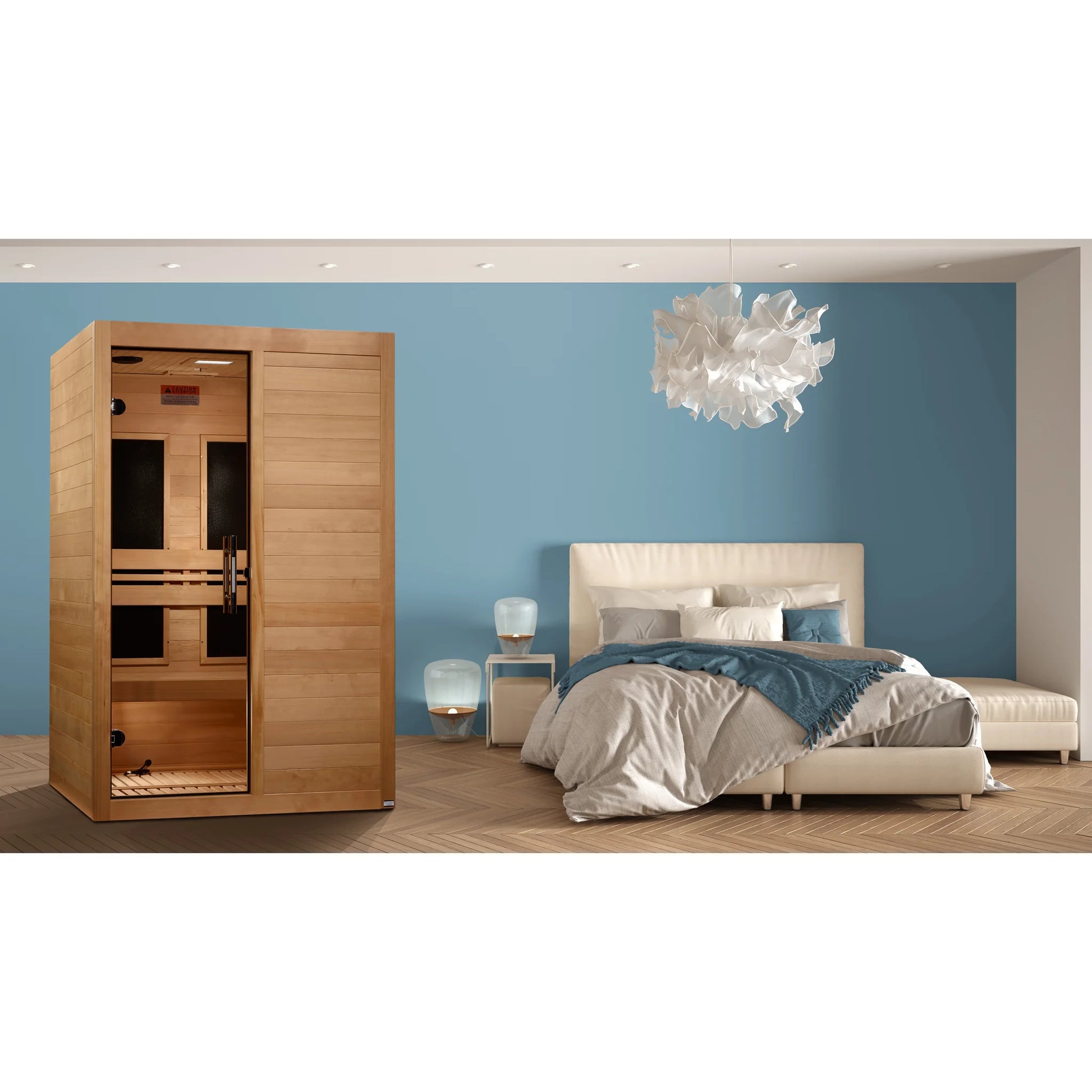 Front view on white background 2 of the Maxxus S-Line Yoga 2-Person Low EMF FAR Infrared Sauna (MX-S206-01) – low EMF infrared sauna