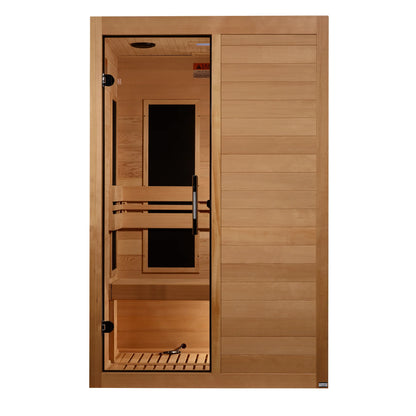 Front view of the Maxxus S-Line Yoga 2-Person Low EMF FAR Infrared Sauna (MX-S206-01) – low EMF infrared sauna
