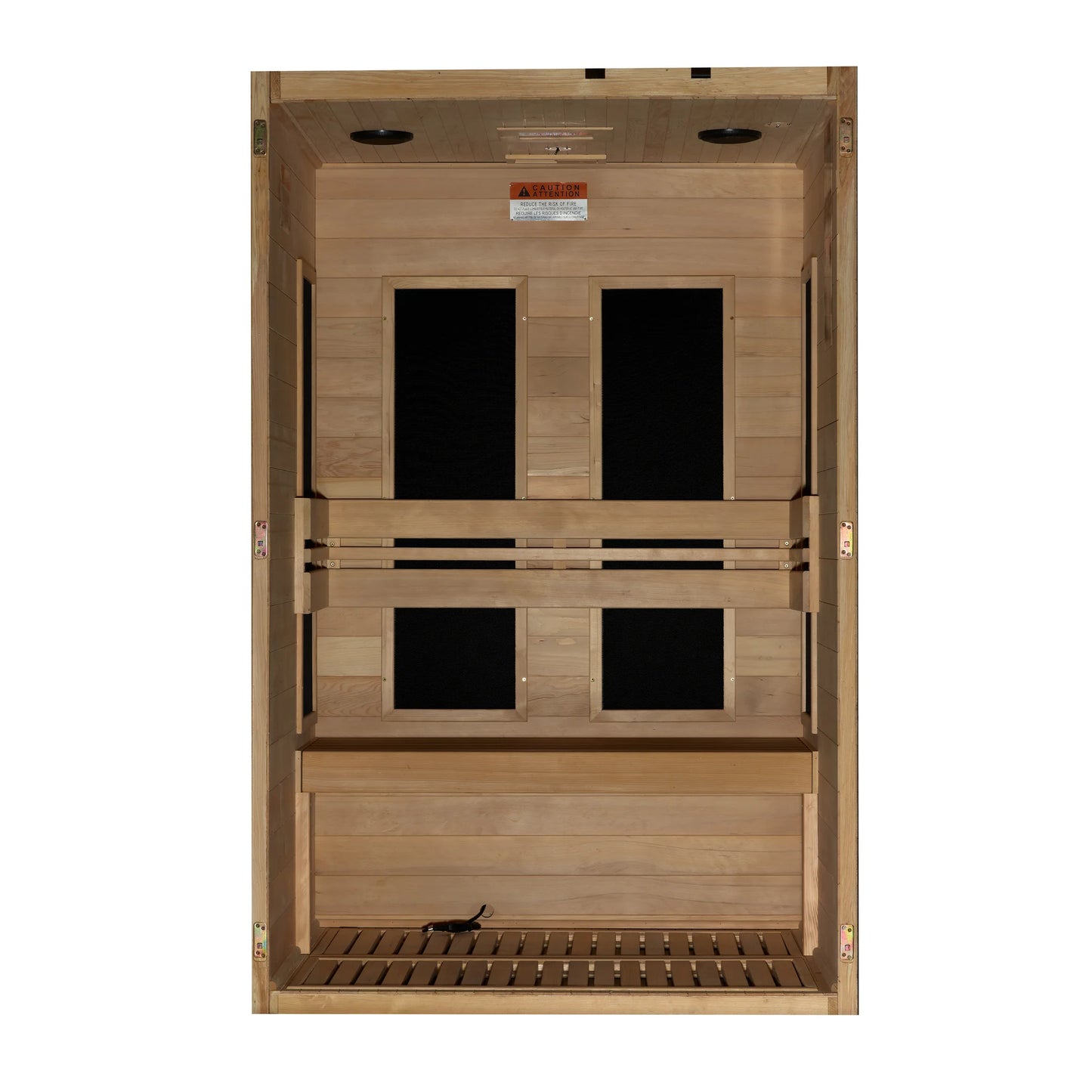 Front view of the Maxxus S-Line Yoga 2-Person Low EMF FAR Infrared Sauna (MX-S206-01) – low EMF infrared sauna