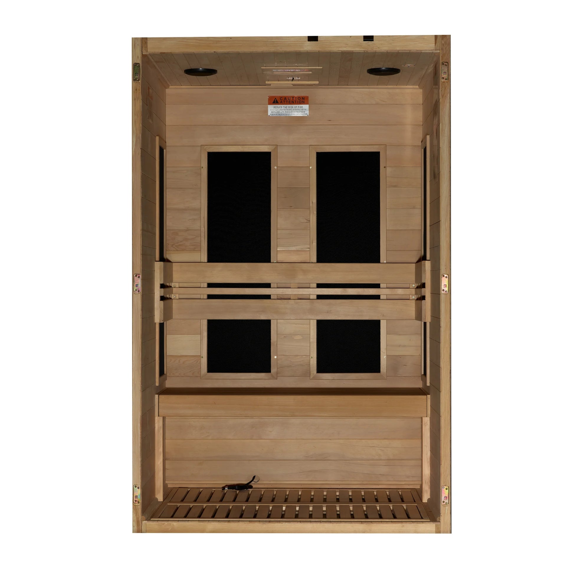 Front view of the Maxxus S-Line Yoga 2-Person Low EMF FAR Infrared Sauna (MX-S206-01) – low EMF infrared sauna
