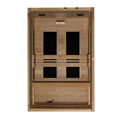 Front view of the Maxxus S-Line Yoga 2-Person Low EMF FAR Infrared Sauna (MX-S206-01) – low EMF infrared sauna