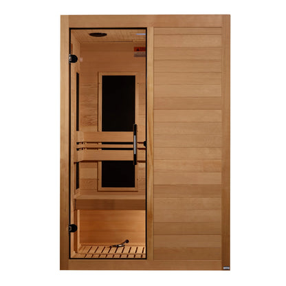 Front view of the Maxxus S-Line Yoga 2-Person Low EMF FAR Infrared Sauna (MX-S206-01) – low EMF infrared sauna