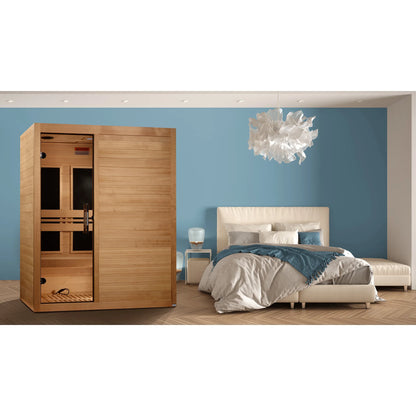 Front view on white background 2 of the Maxxus S-Line Yoga 3-Person Low EMF FAR Infrared Sauna (MX-S306-01) – low EMF infrared sauna