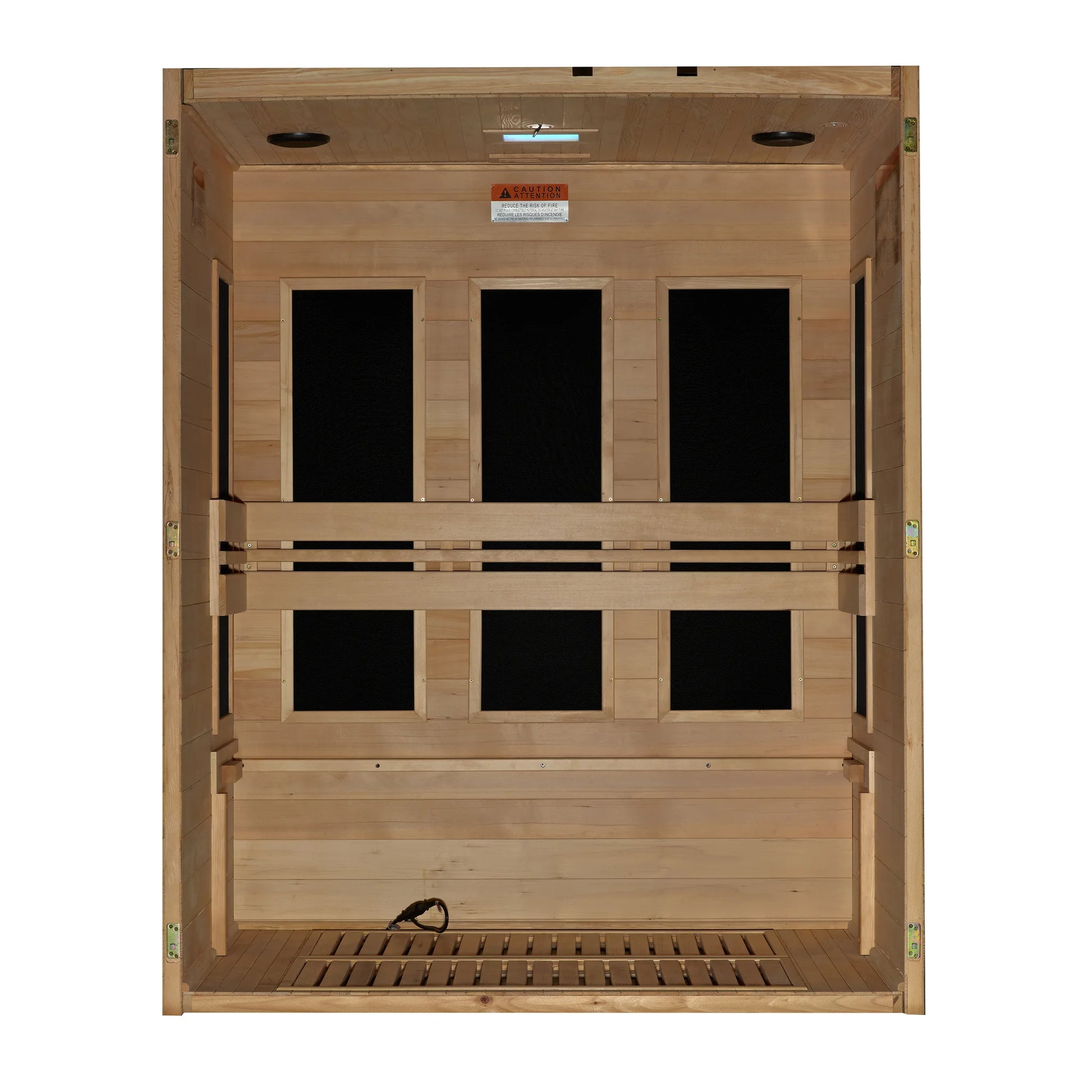 Front view of the Maxxus S-Line Yoga 3-Person Low EMF FAR Infrared Sauna (MX-S306-01) – low EMF infrared sauna