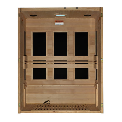 Front view of the Maxxus S-Line Yoga 3-Person Low EMF FAR Infrared Sauna (MX-S306-01) – low EMF infrared sauna