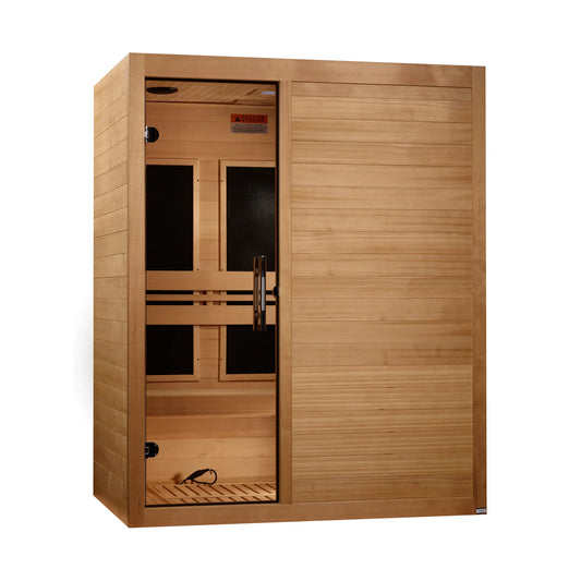 Front view of the Maxxus S-Line Yoga 3-Person Low EMF FAR Infrared Sauna (MX-S306-01) – low EMF infrared sauna