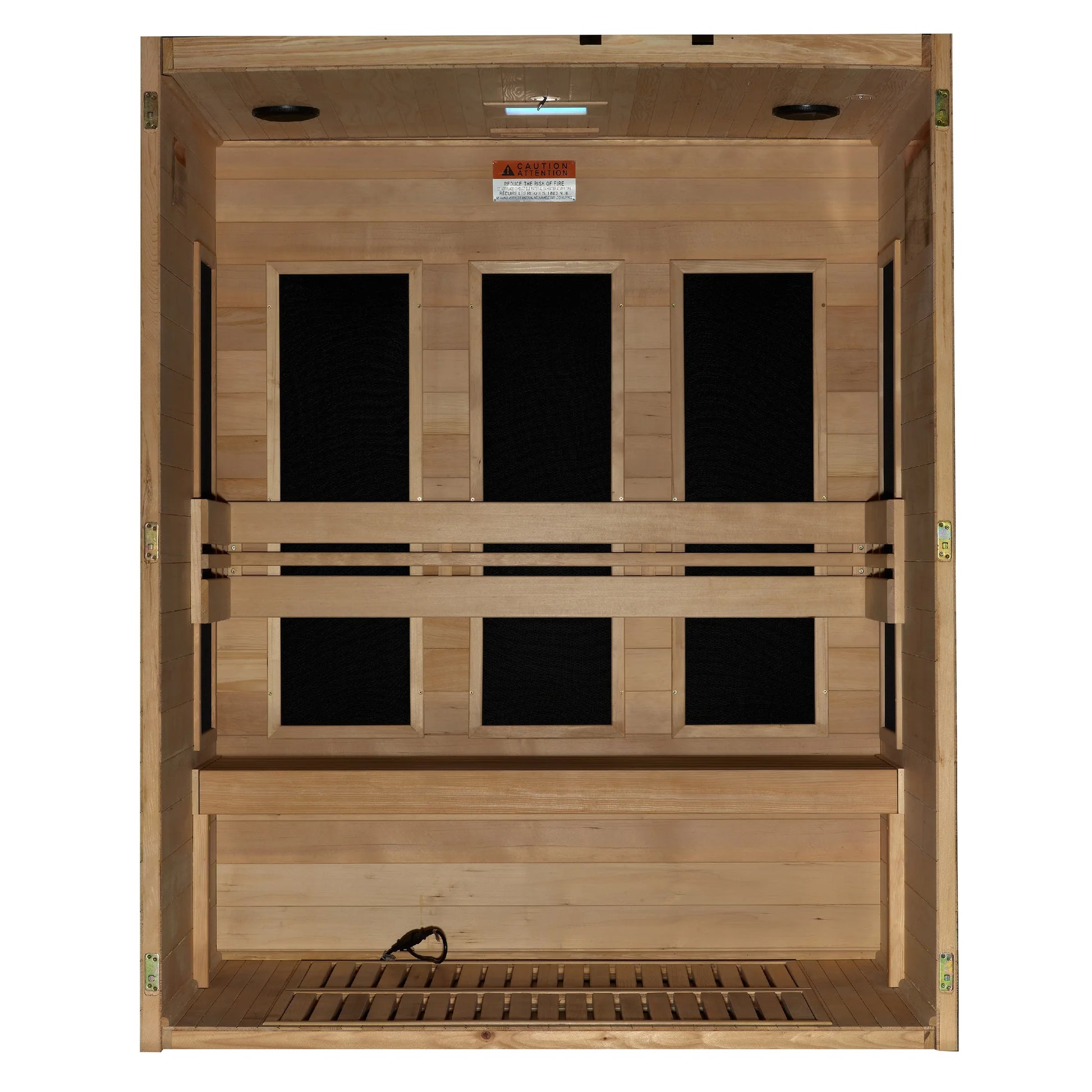 Front view of the Maxxus S-Line Yoga 3-Person Ultra Low EMF FAR Infrared Sauna (MX-S306-01) – ultra low EMF infrared sauna