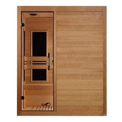 Front view of the Maxxus S-Line Yoga 3-Person Low EMF FAR Infrared Sauna (MX-S306-01) – low EMF infrared sauna