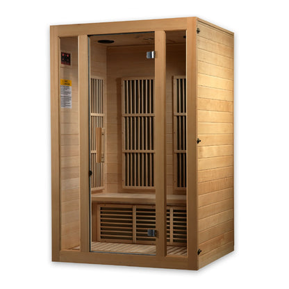 Front view of the Maxxus Seattle 2-Person Near Zero EMF FAR Infrared Sauna (MX-J206-01-ZF) – near zero EMF infrared sauna