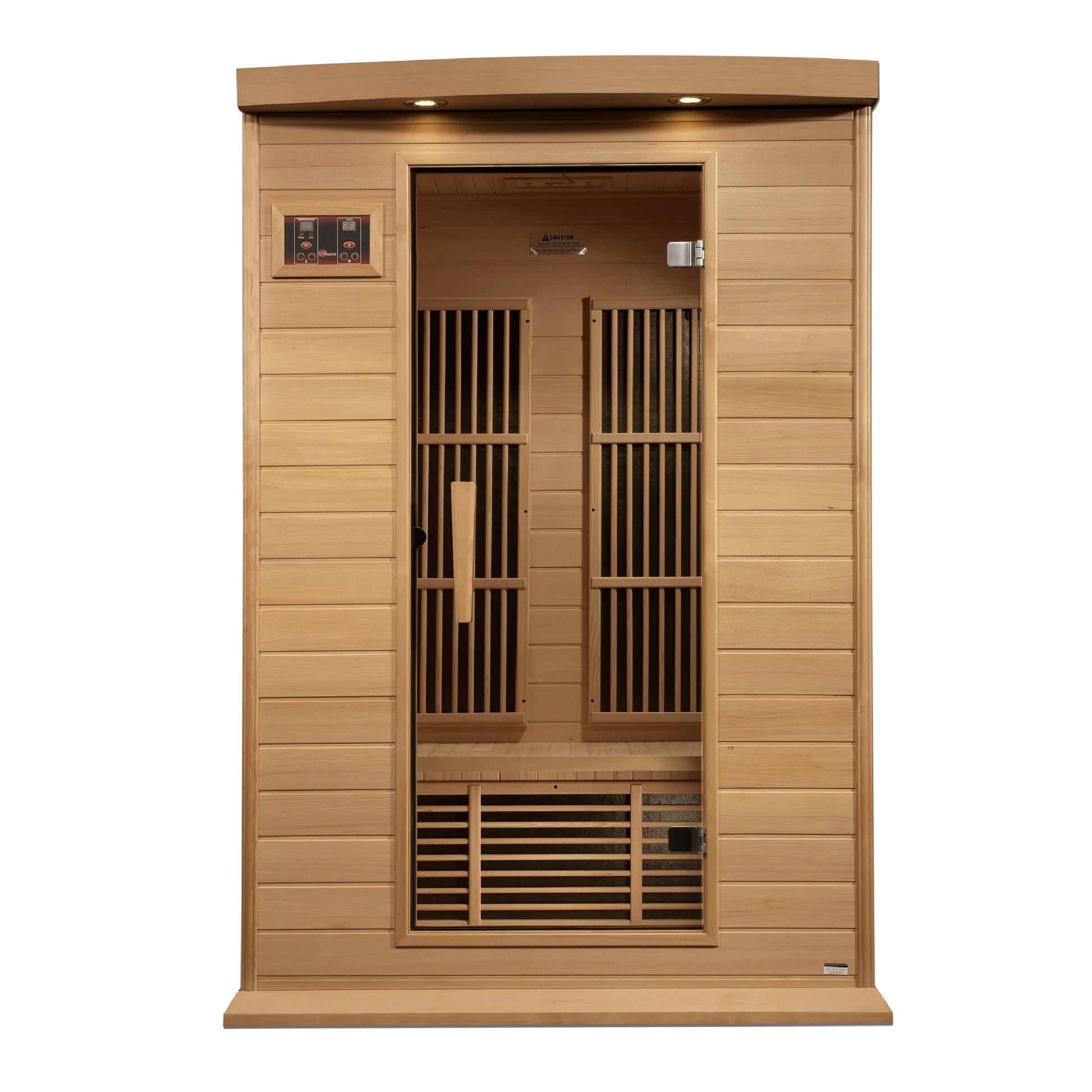 Front view of the Maxxus 2-Person Near Zero EMF FAR Infrared Sauna (MX-K206-01-ZF) – near zero EMF infrared sauna