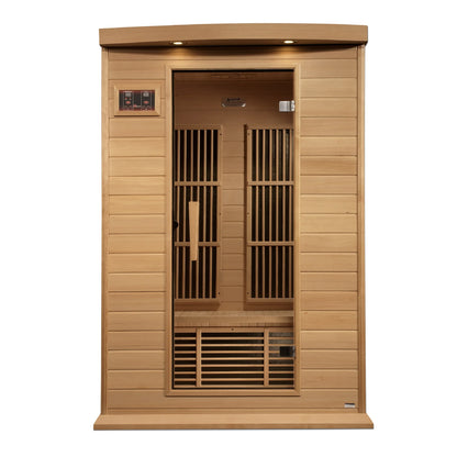 Front view of the Maxxus 2-Person Near Zero EMF FAR Infrared Sauna (MX-K206-01-ZF) – near zero EMF infrared sauna