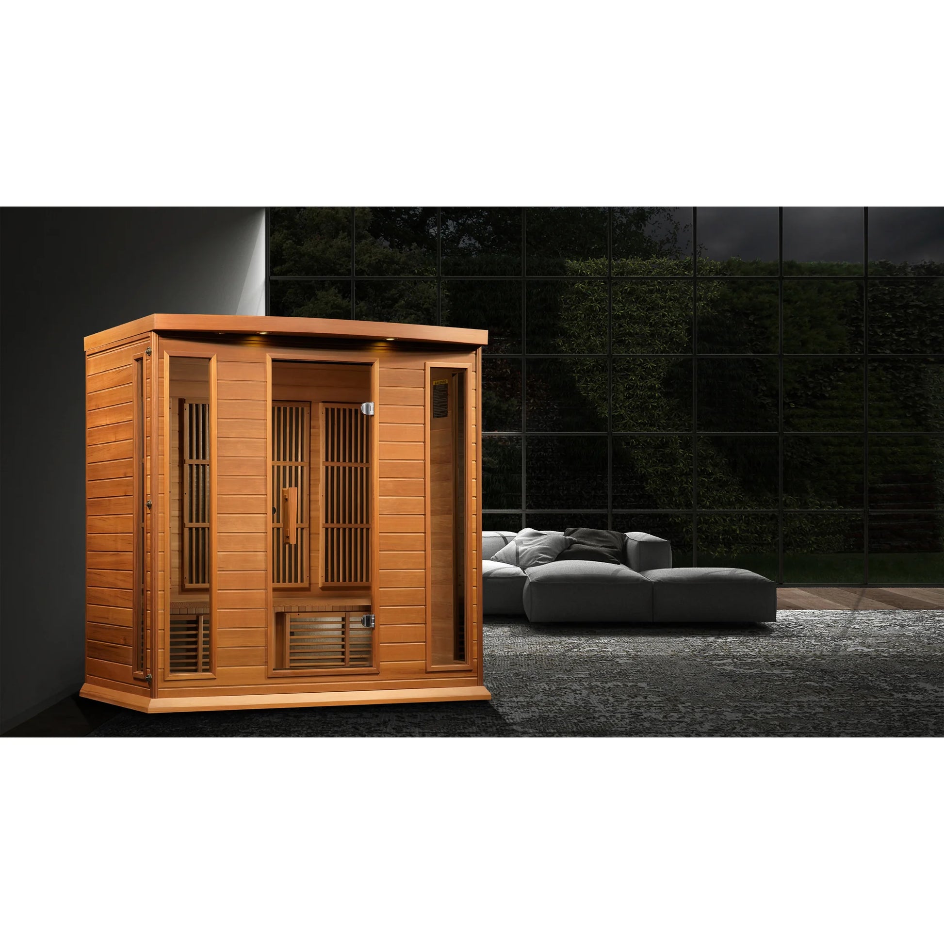 Front view on white background 2 of the Maxxus 4-Person Near Zero EMF FAR Infrared Sauna (MX-K406-01-ZF CED) – near zero EMF infrared sauna