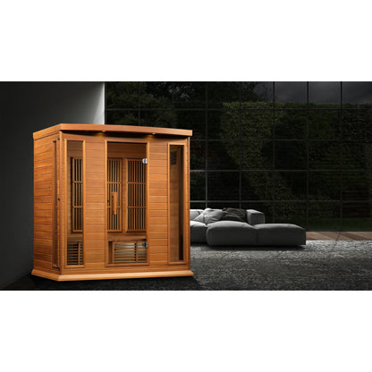 Front view on white background 2 of the Maxxus 4-Person Near Zero EMF FAR Infrared Sauna (MX-K406-01-ZF CED) – near zero EMF infrared sauna