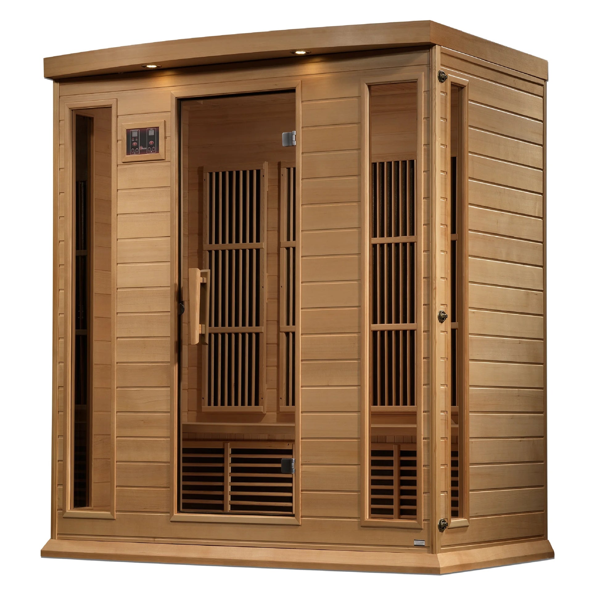 Front view of the Maxxus 4-Person Near Zero EMF FAR Infrared Sauna (MX-K406-01-ZF) – near zero EMF infrared sauna
